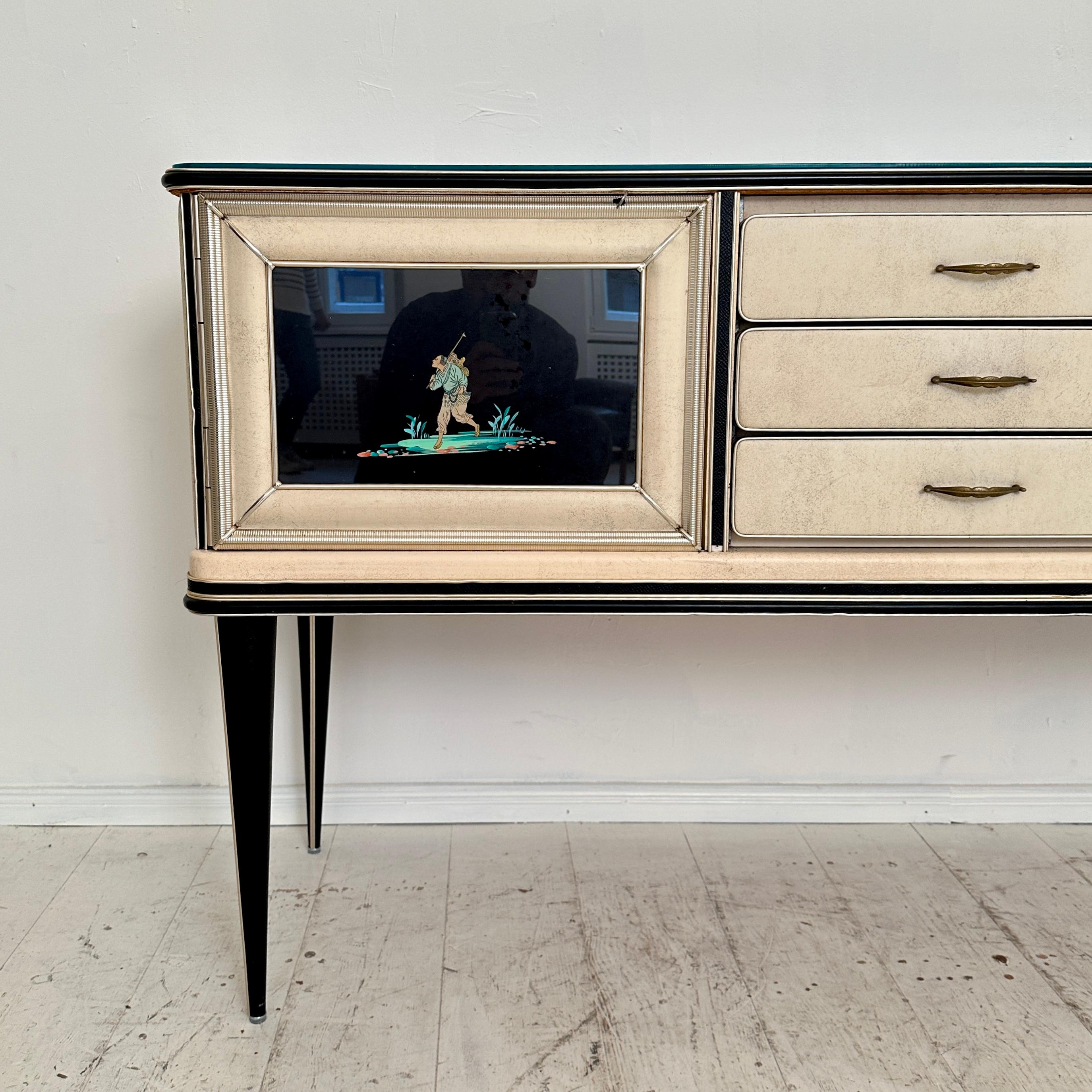 Italian Mid-Century Chinoserie Sideboard by Umberto Mascagni for Harrods London, 1953 For Sale