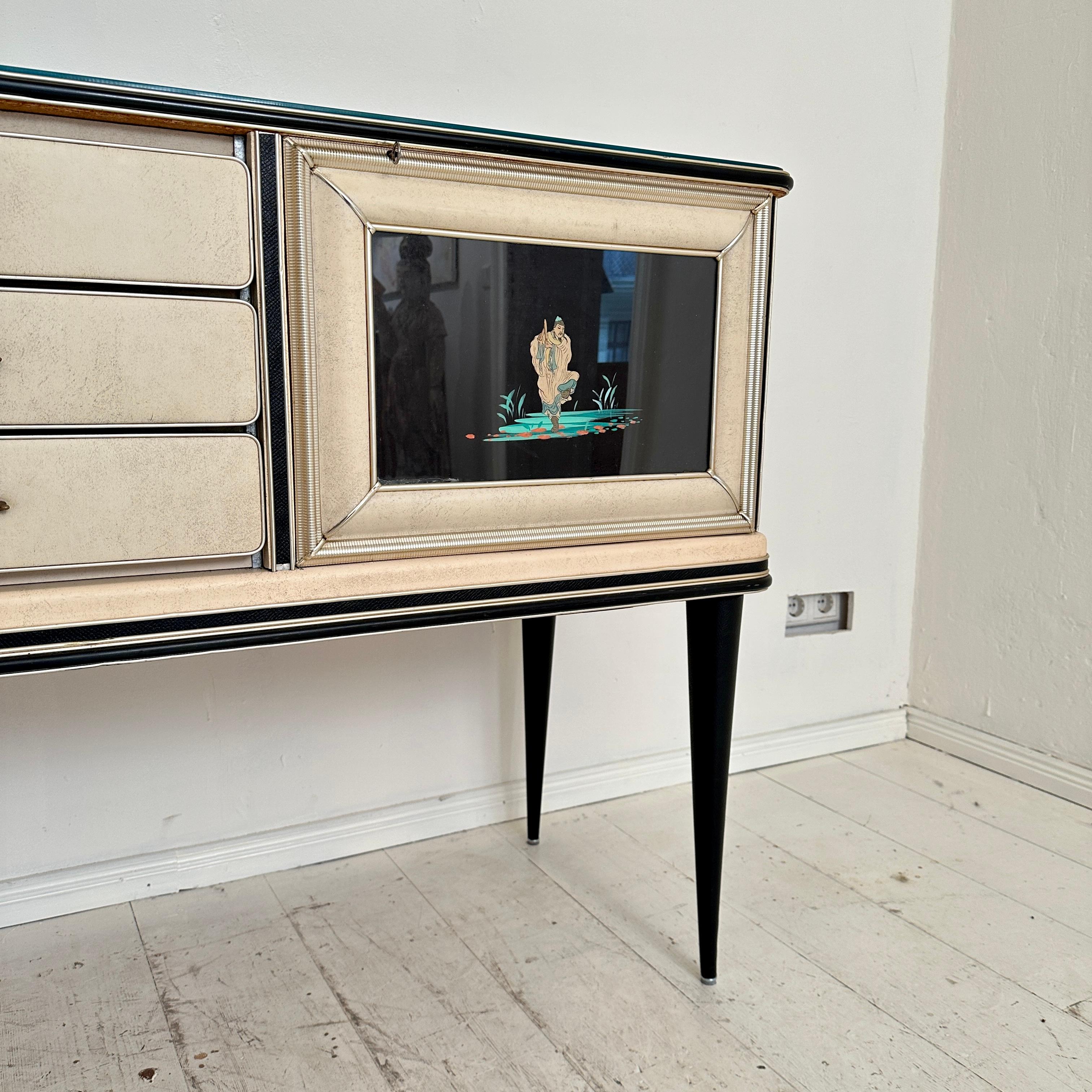 Mid-Century Chinoserie Sideboard by Umberto Mascagni for Harrods London, 1953 In Good Condition For Sale In Berlin, DE