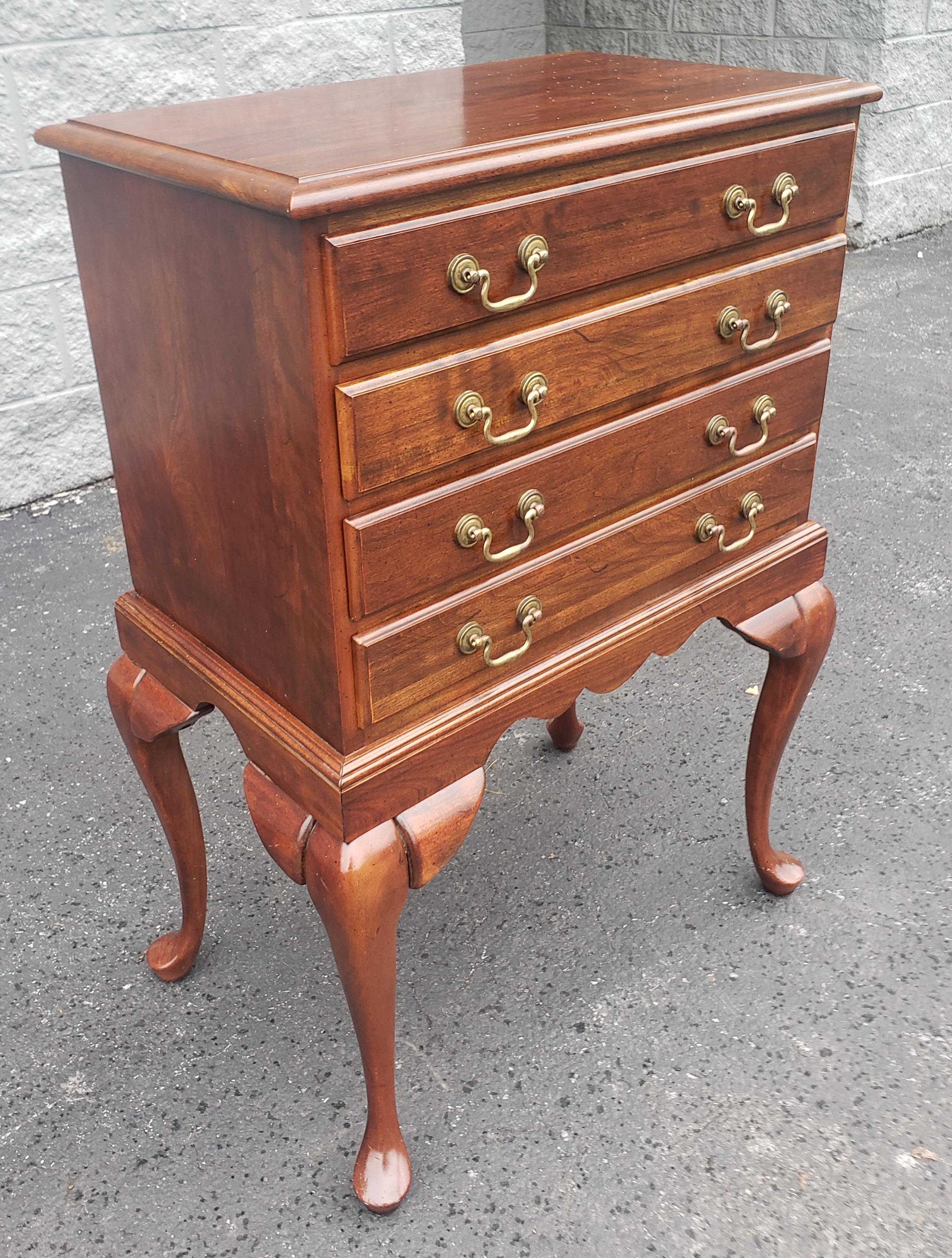 Chippendale Mid-Century Chipendale Style Solid Cherry Lined 4 drawer Silver Chest