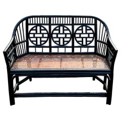 Mid-Century Chippendale Brighton-Stil Korbweide /Bamboo /Rattan-Bank oder Sofa