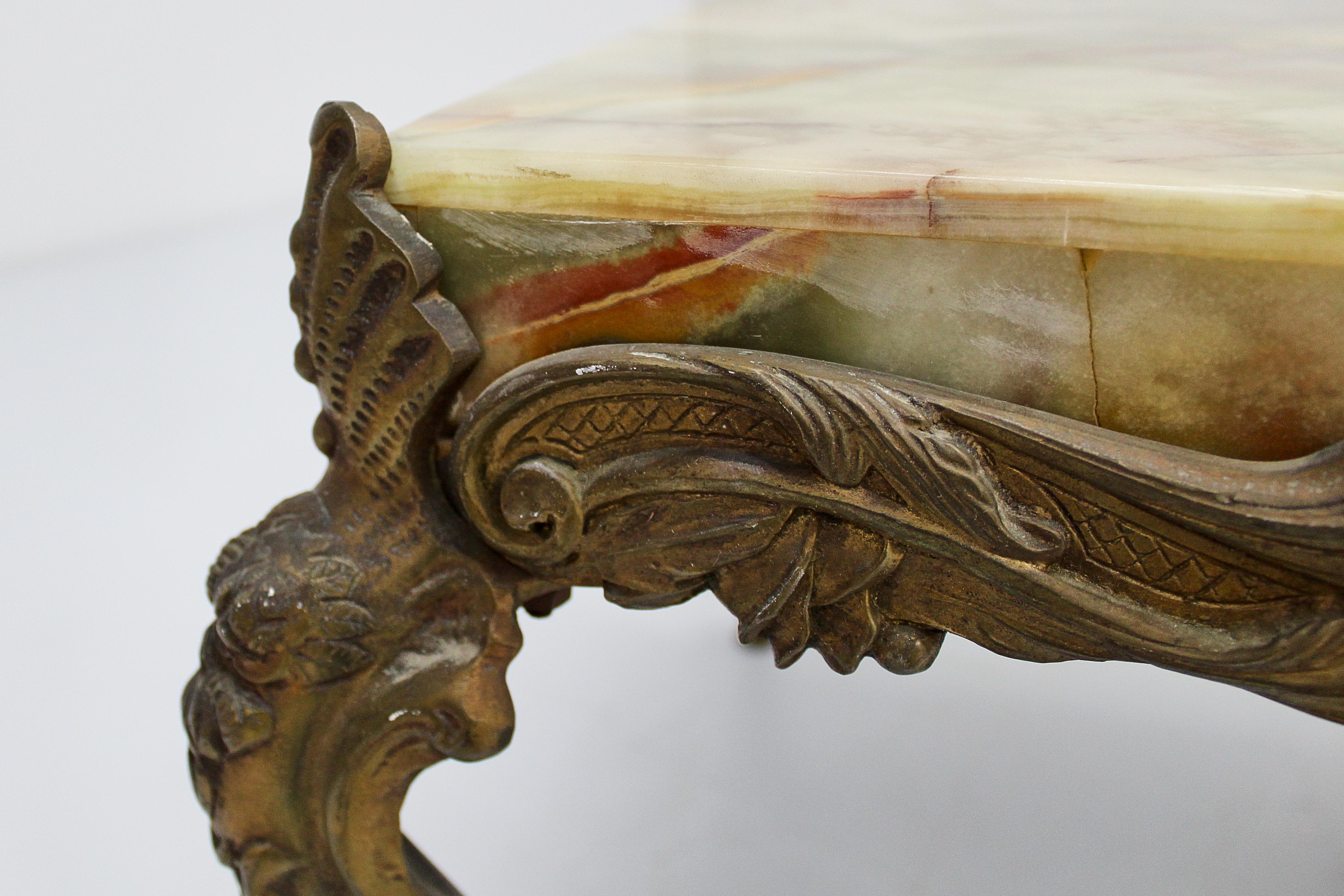 Table basse de style Chippendale du milieu du siècle en bronze et onyx - Italie, années 50 en vente 4