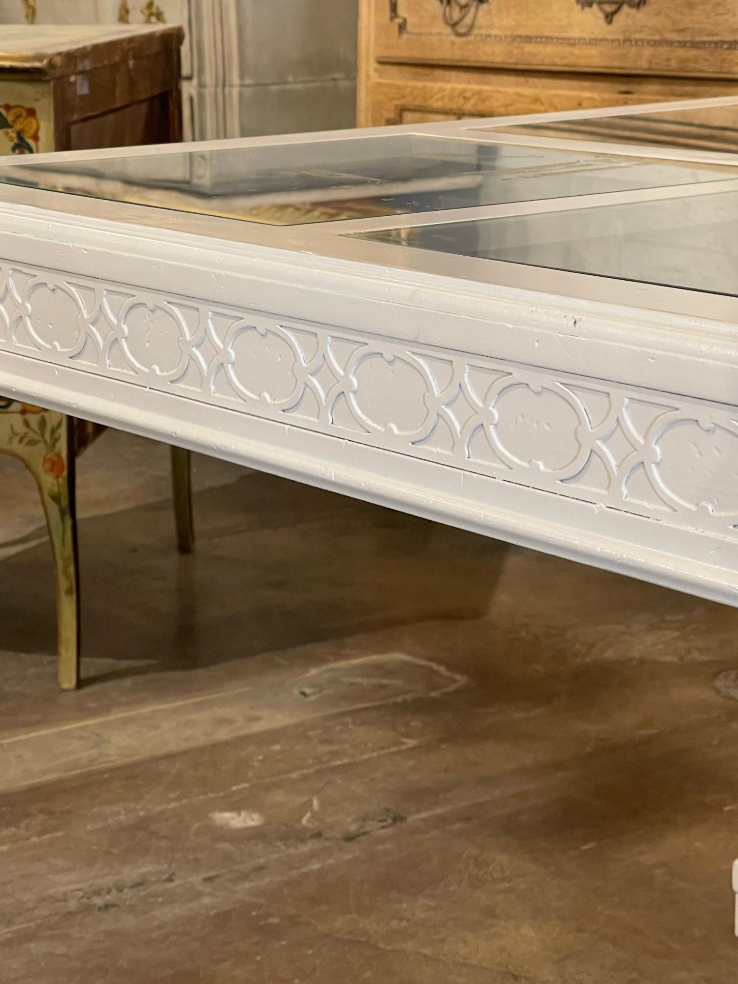 Mid Century Chippendale Style English White Lacquered and Glass Game Table In Good Condition In Dallas, TX