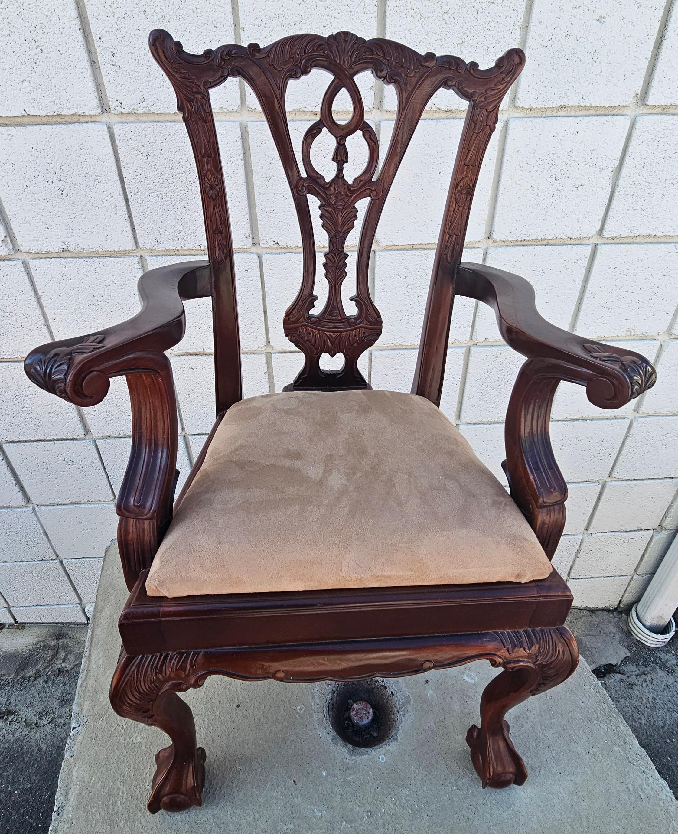 20th Century Mid Century Chippendale Style Mahogany Youth Armchair For Sale