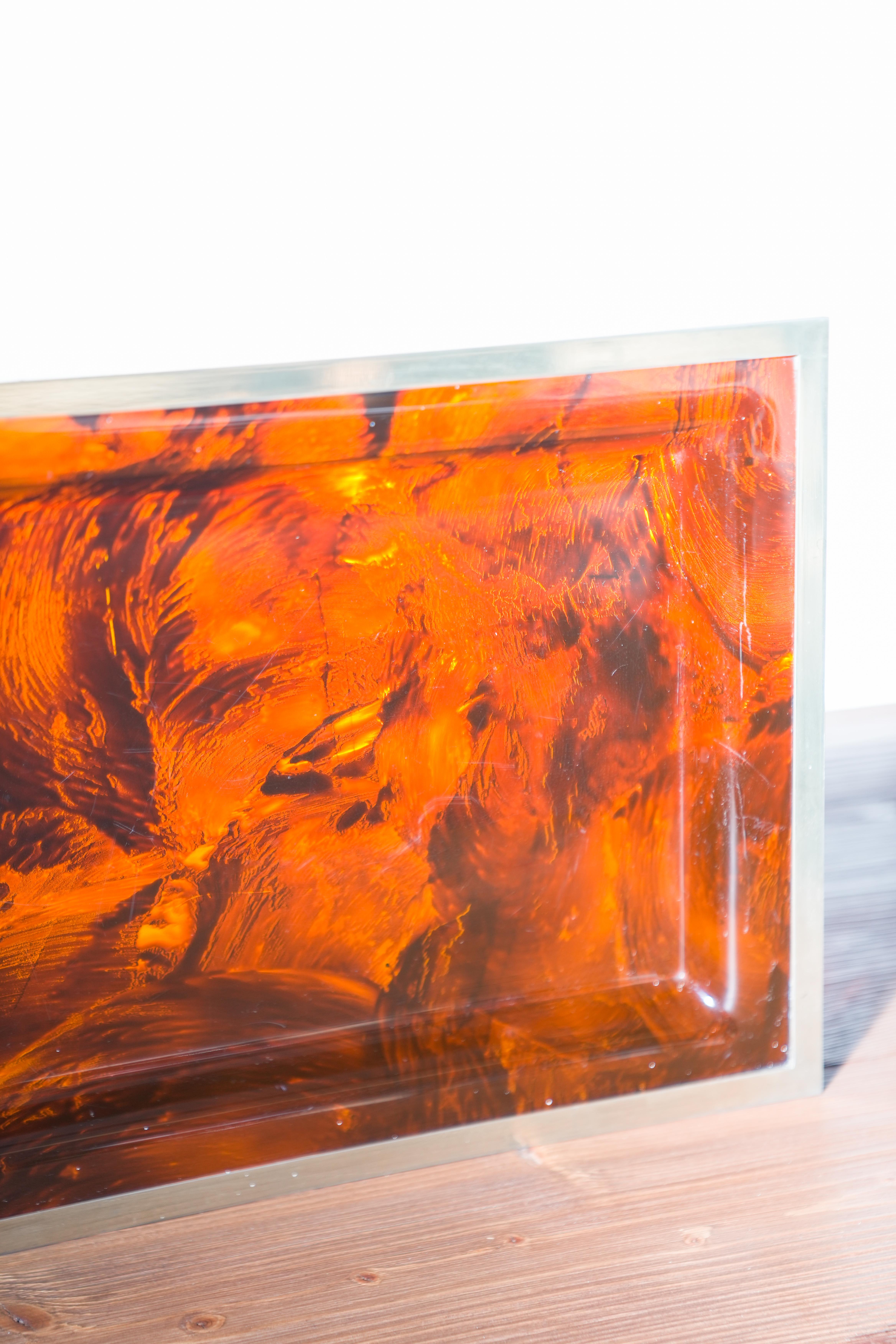 Mid-Century Christian Dior Lucite und Metall Tablett - 1970er Jahre Designer Stück, Frankreich (Late 20th Century) im Angebot