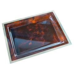 Mid-Century Christian Dior Lucite and Metal Tray - 1970s Designer Piece, France
