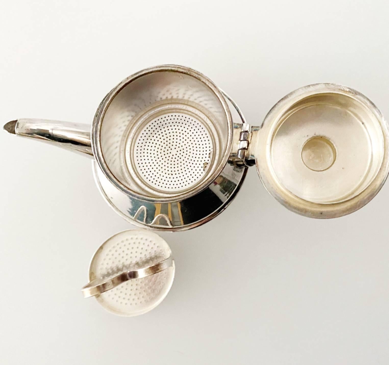 Beige Mid - Century Christian Dior Silver Plated Coffee Tea Pot 