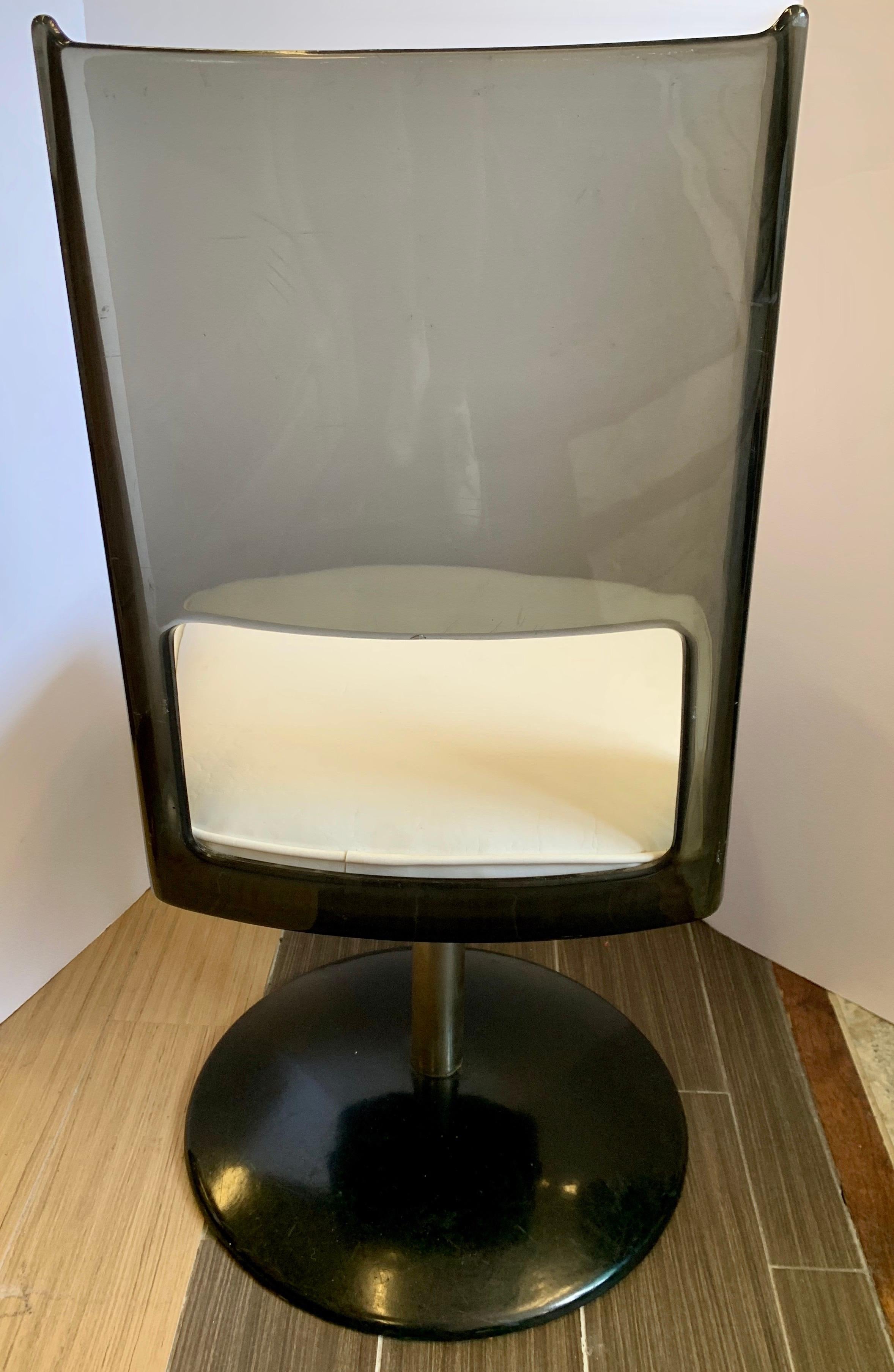Mid-Century Modern Mid-Century Chromcraft Black Lucite Tulip Table, and Six Swivel Tulip Chairs