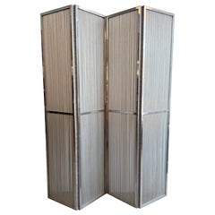 Mid Century Chrome & Aluminum Folding Screen Mid Century Chrome & Aluminum Folding Screen