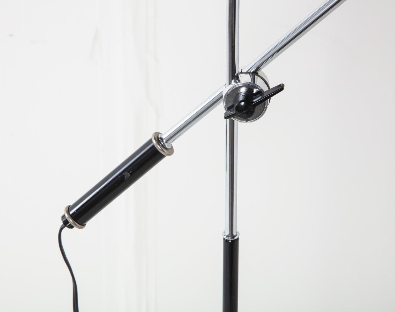 Midcentury Chrome and Black Adjustable Floor Lamp 1