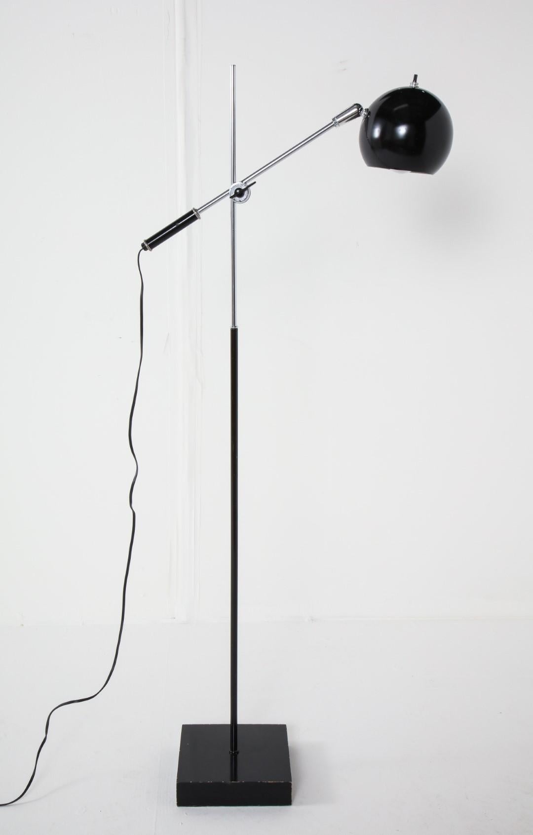 Midcentury Chrome and Black Adjustable Floor Lamp 3