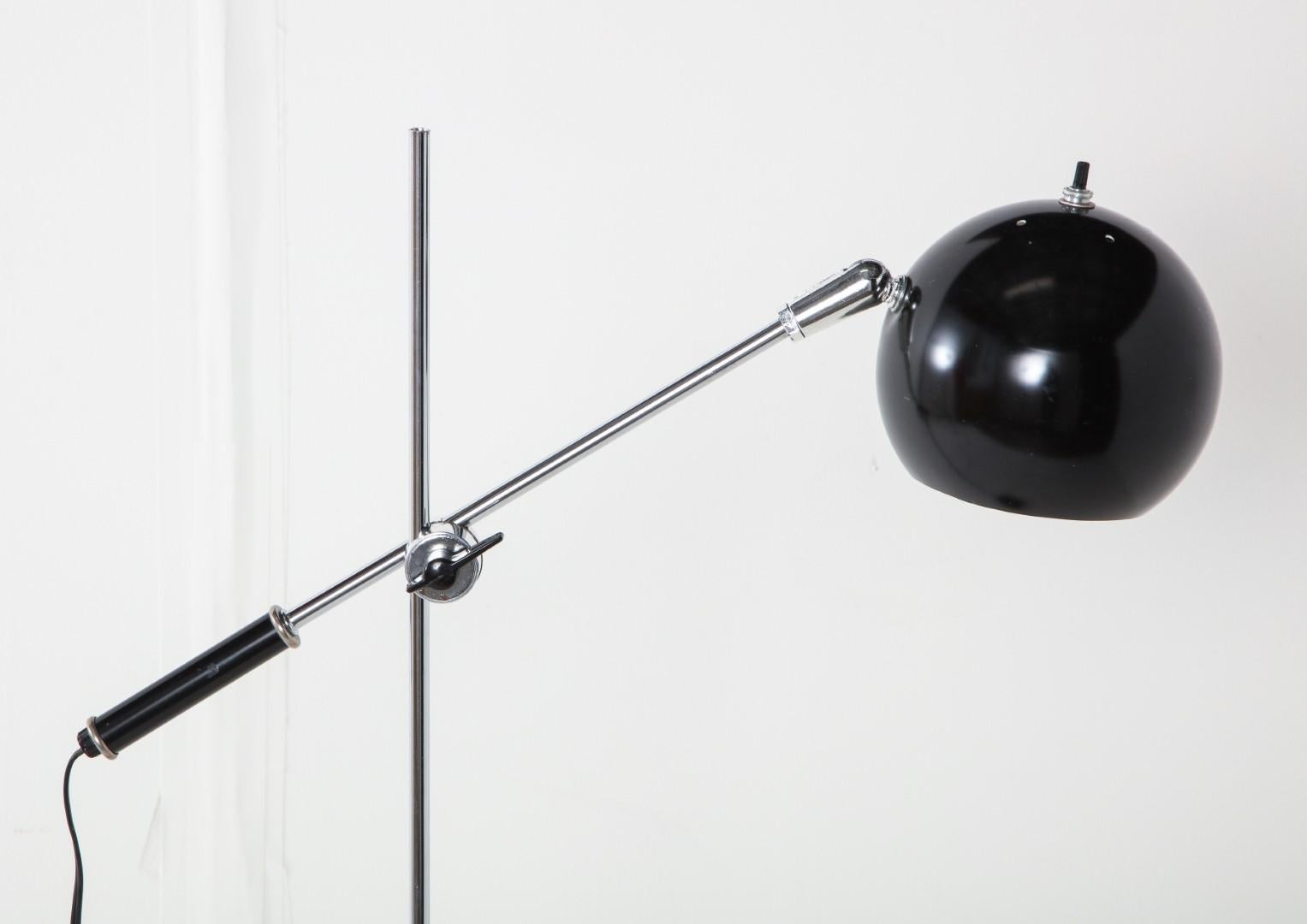 Midcentury Chrome and Black Adjustable Floor Lamp 4