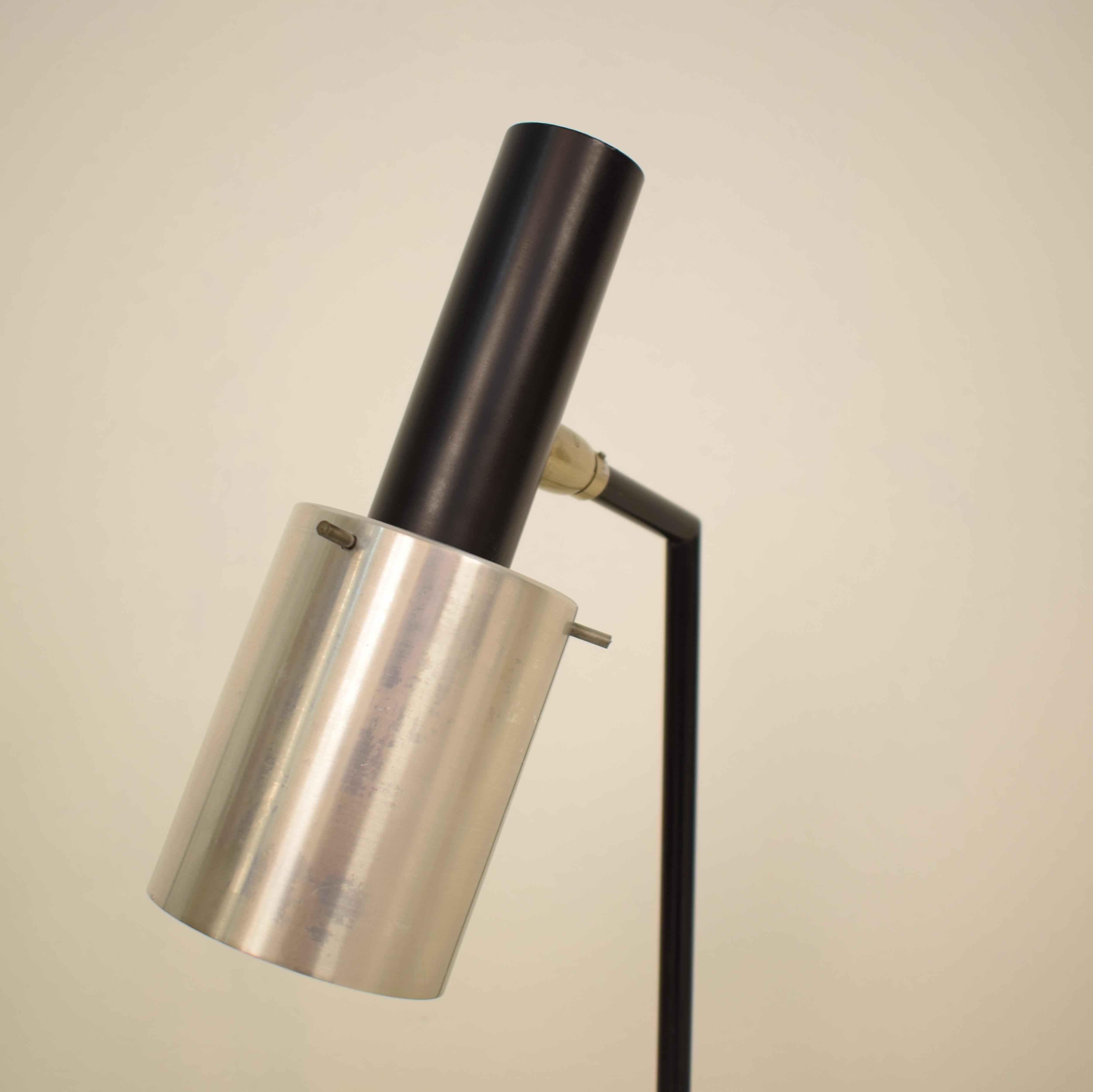 Mid-Century Modern Midcentury Chrome and Black Metal Lacquered Table Lamp, circa 1960