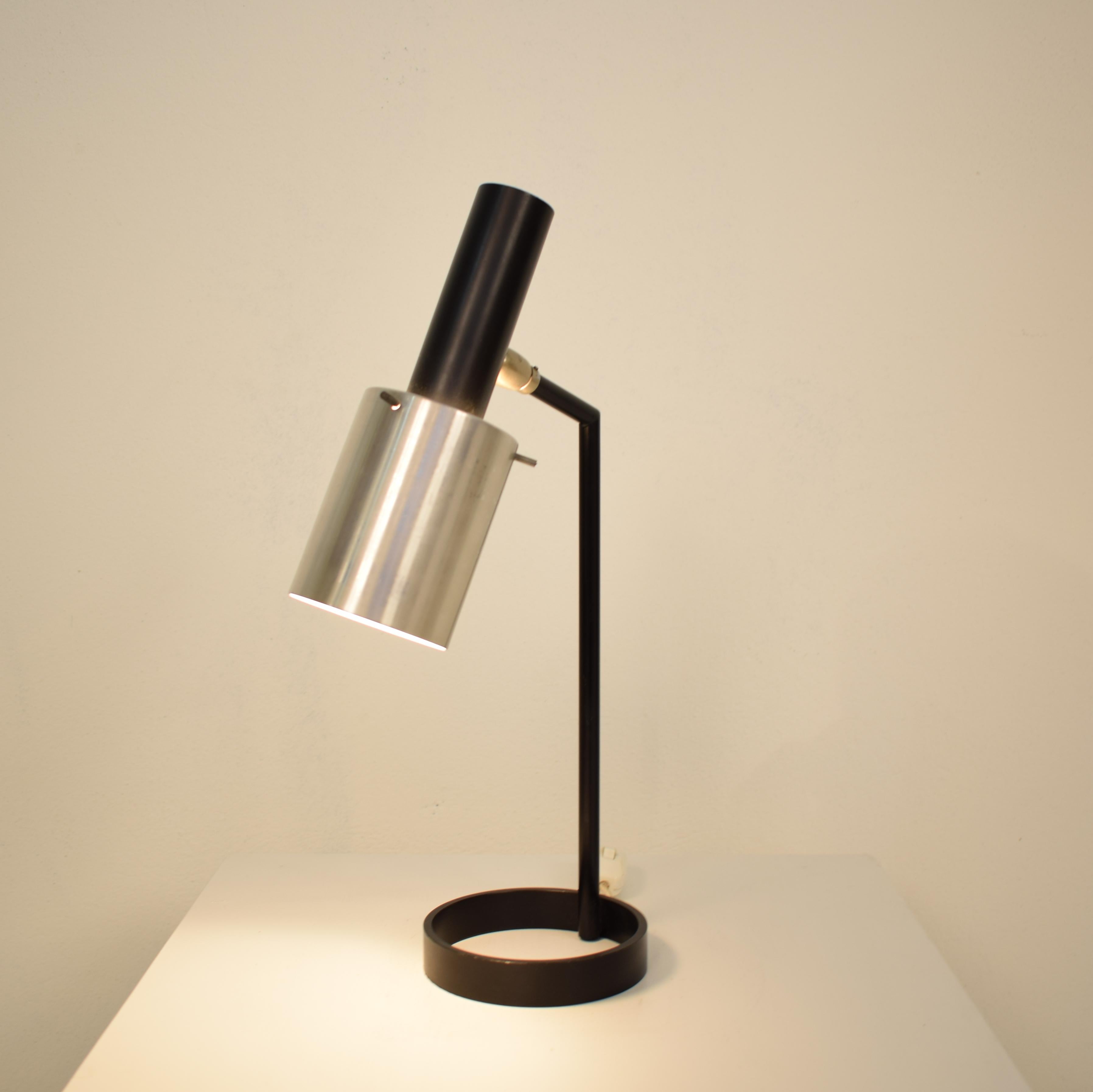 Danish Midcentury Chrome and Black Metal Lacquered Table Lamp, circa 1960