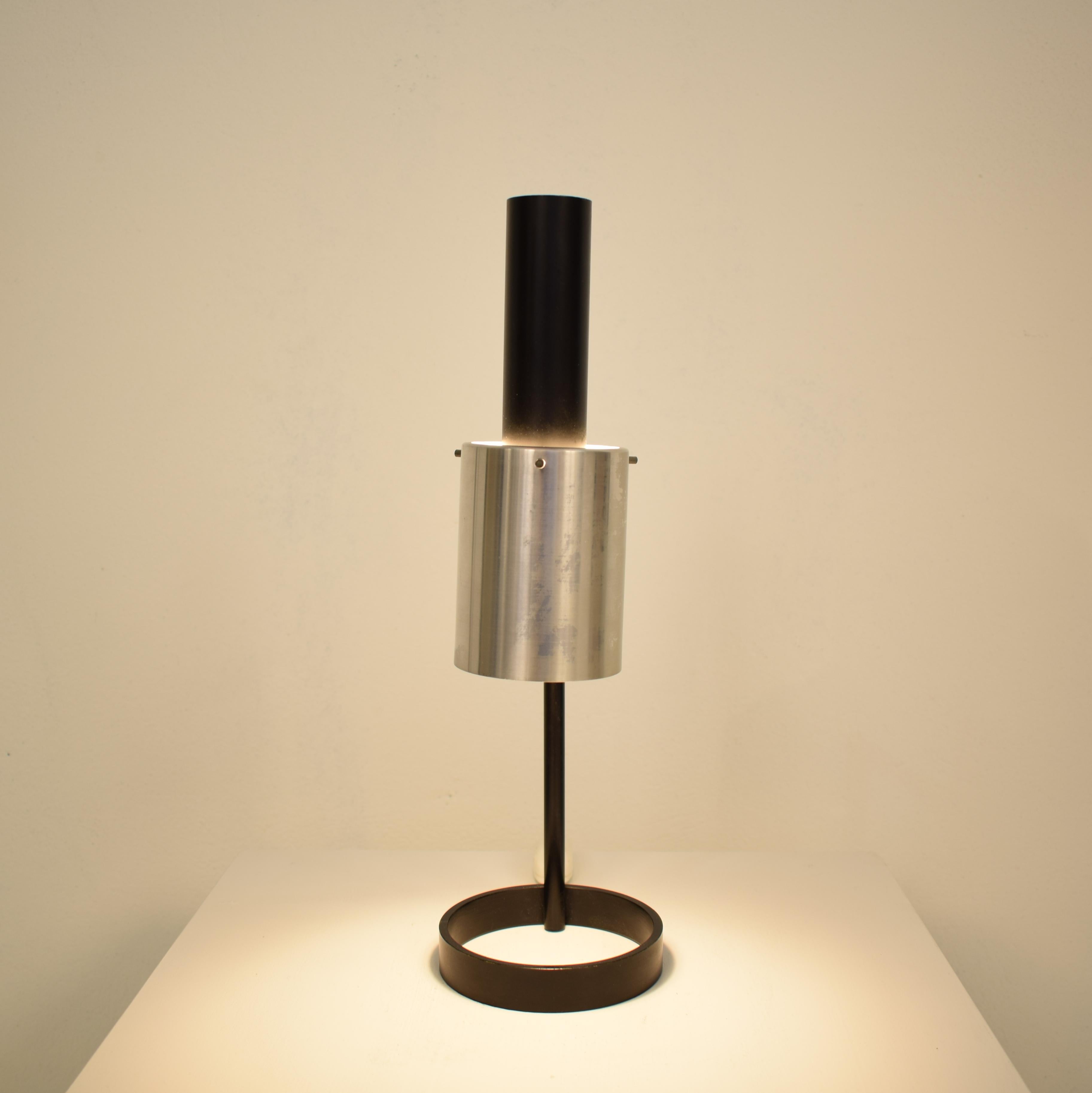 Mid-20th Century Midcentury Chrome and Black Metal Lacquered Table Lamp, circa 1960