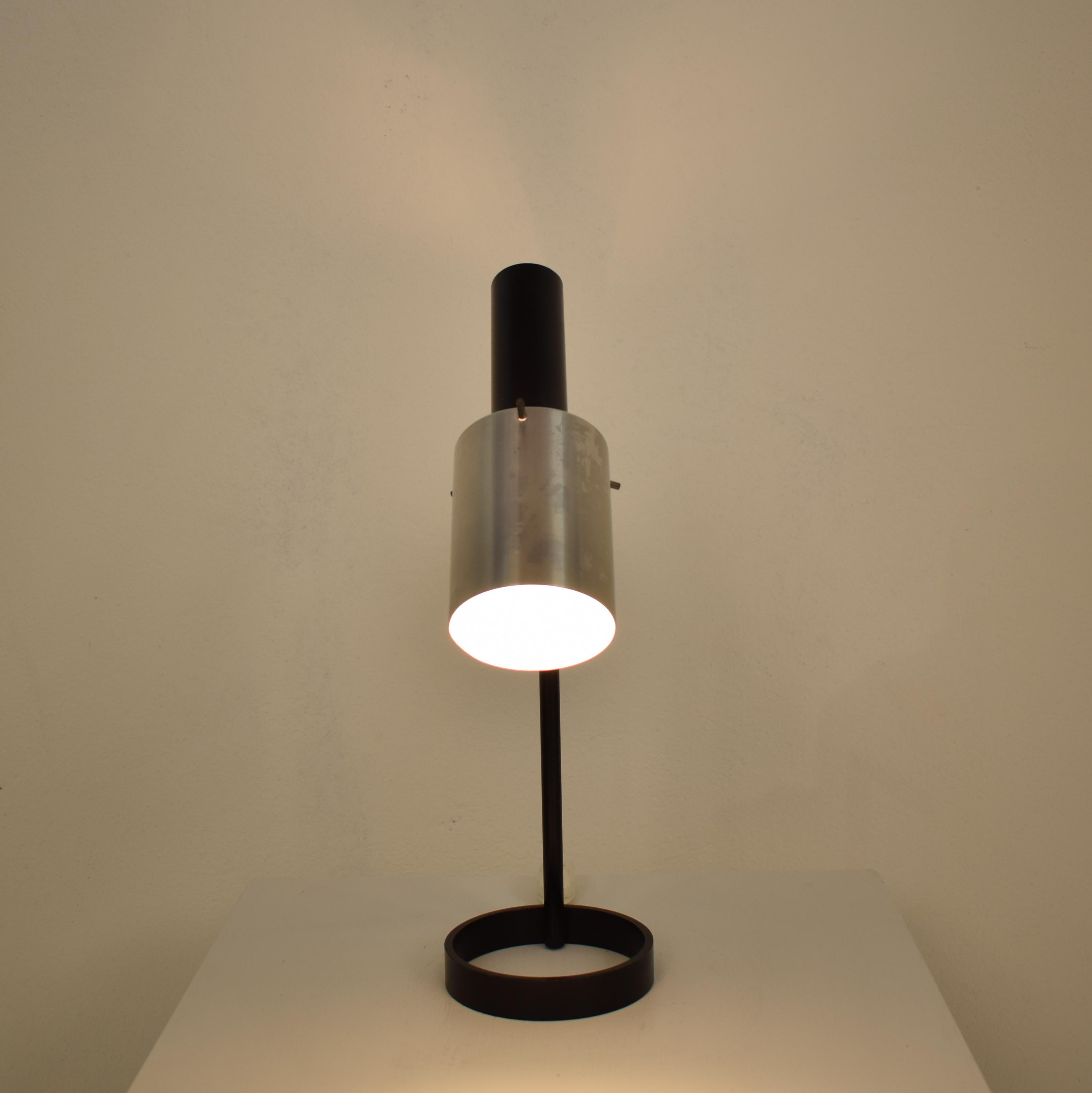 Midcentury Chrome and Black Metal Lacquered Table Lamp, circa 1960 1