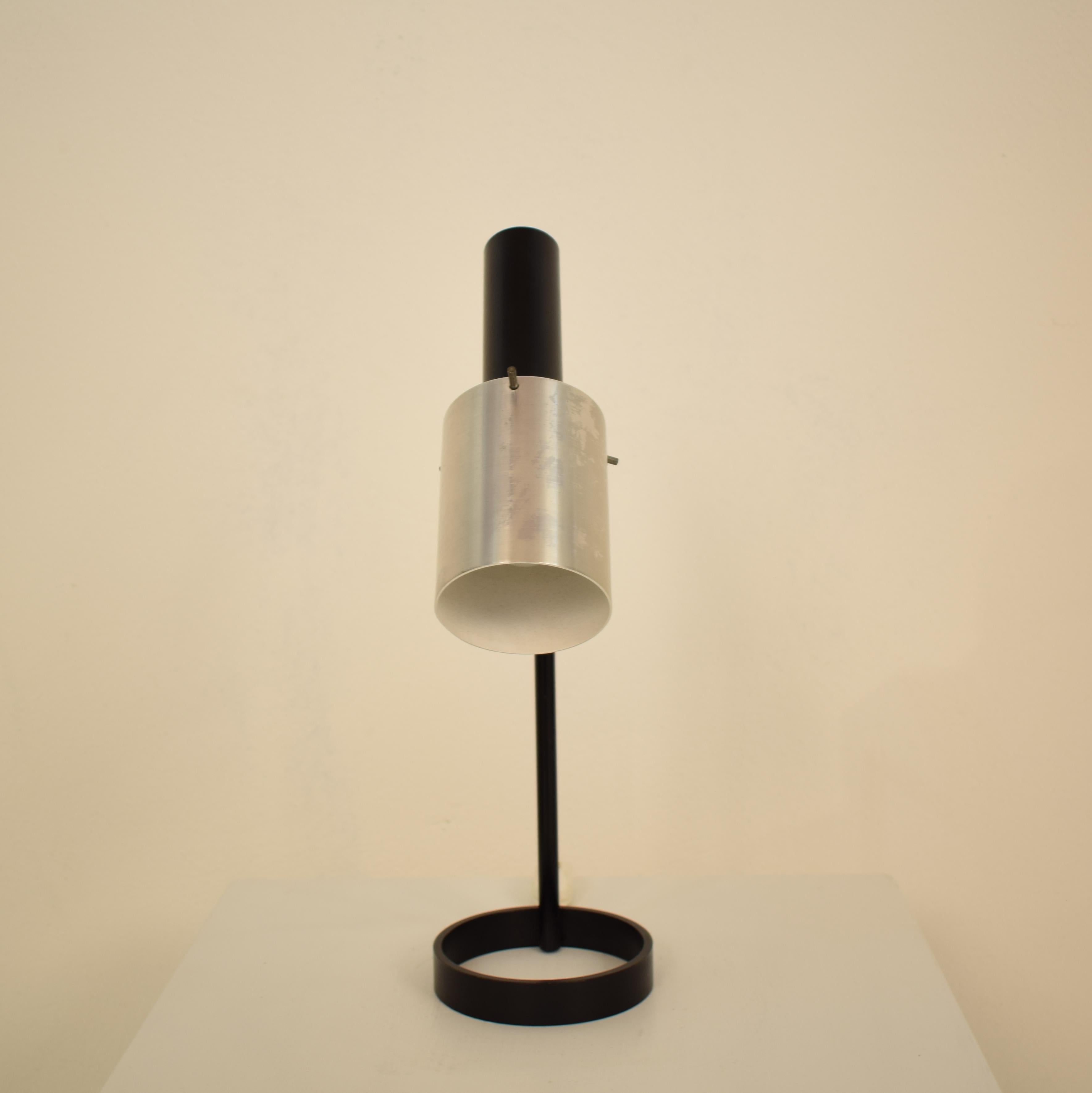 Midcentury Chrome and Black Metal Lacquered Table Lamp, circa 1960 2