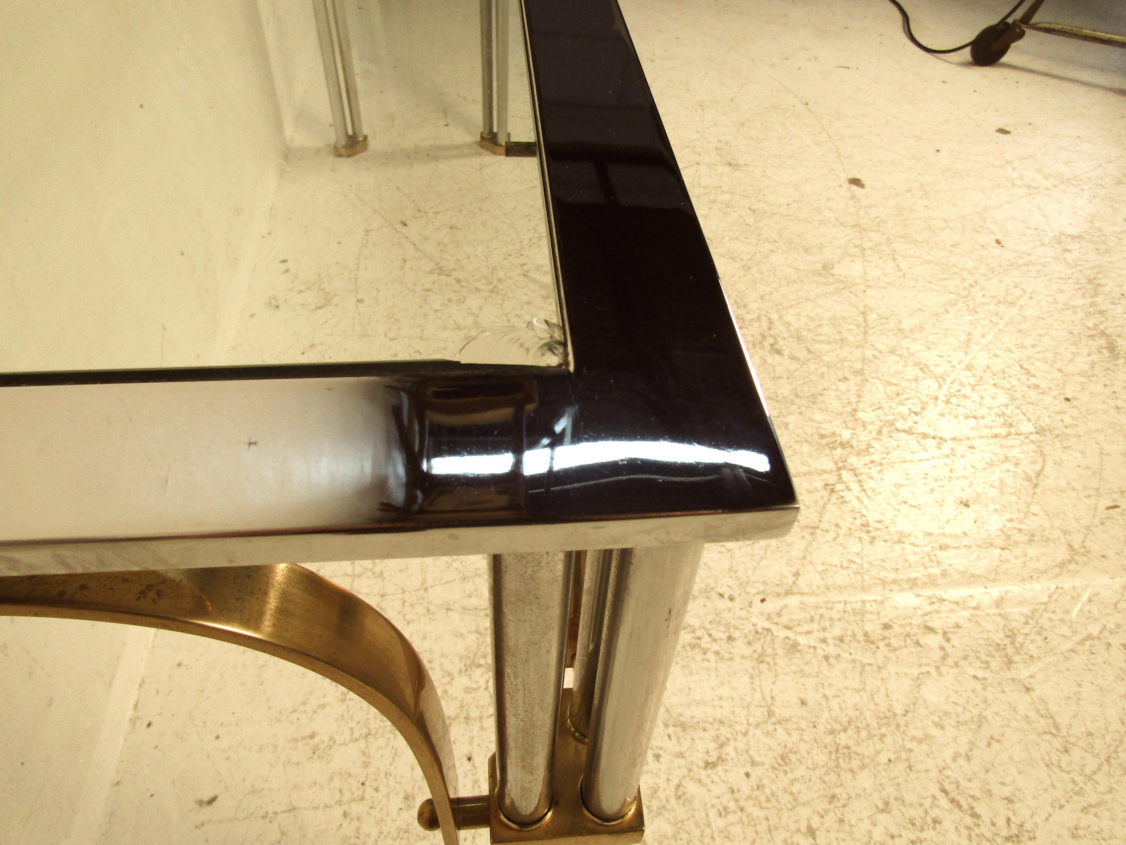 Mid-Century Modern Midcentury Chrome and Brass Console Table For Sale