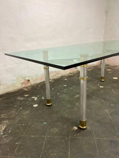 Mid Century Chrome and Brass Dining Table