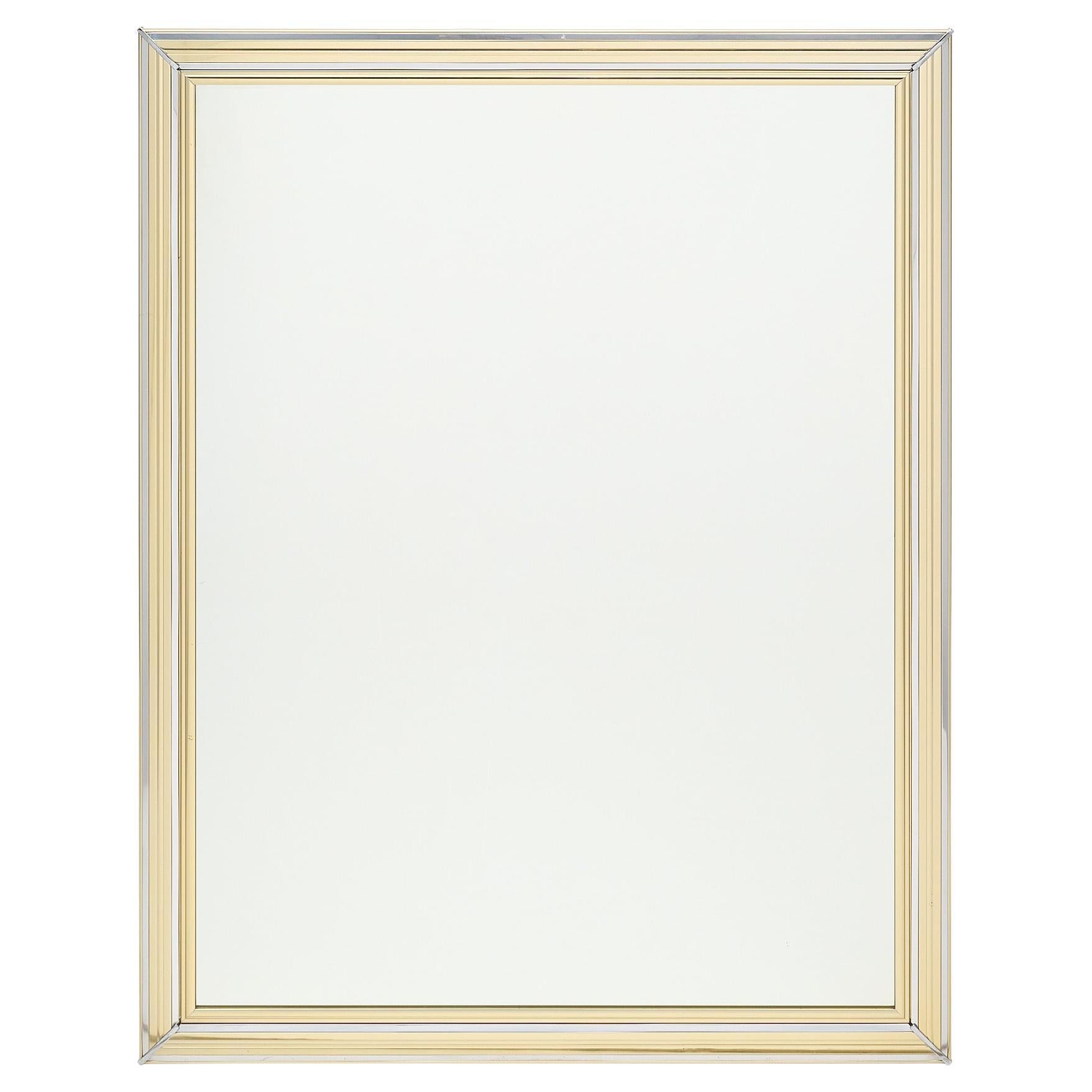Specchio in ottone e cromo di metà secolo