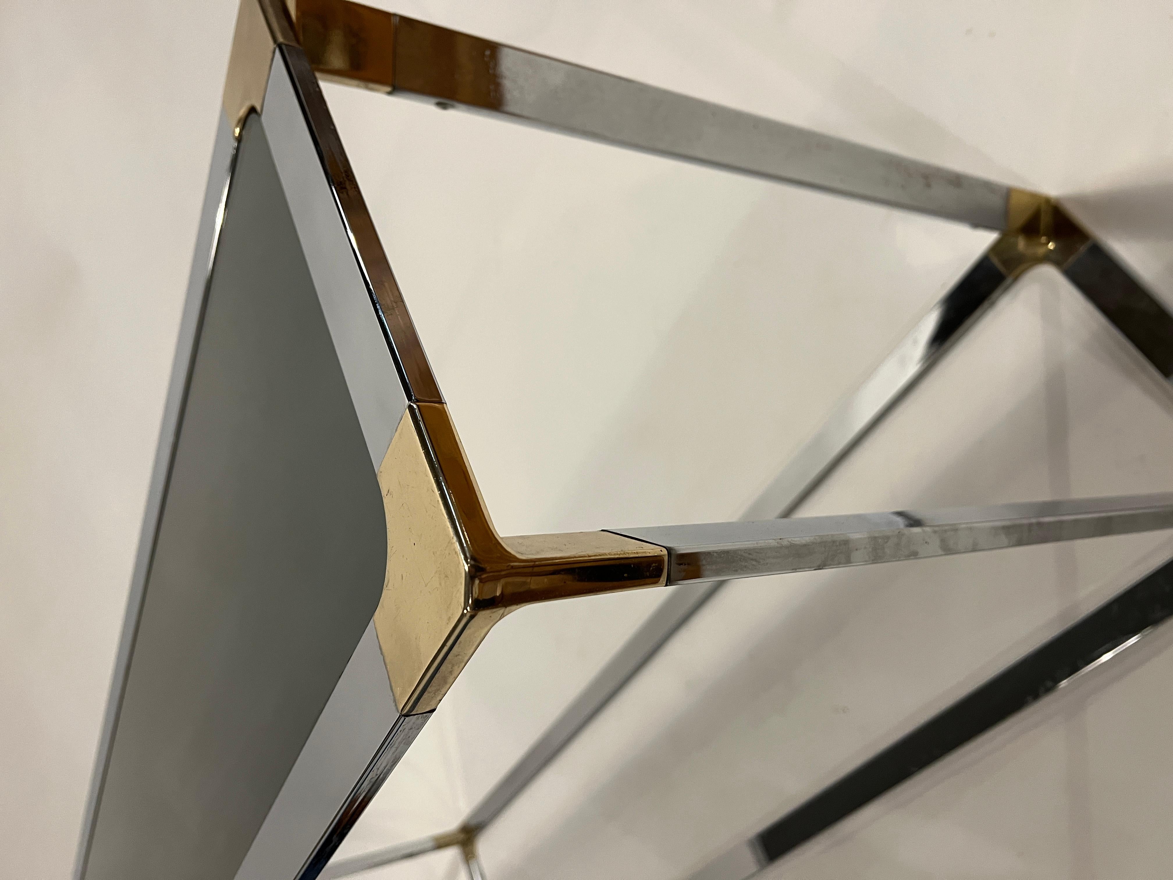 Mid-Century Chrome and Brass Mirrored Console Table 7
