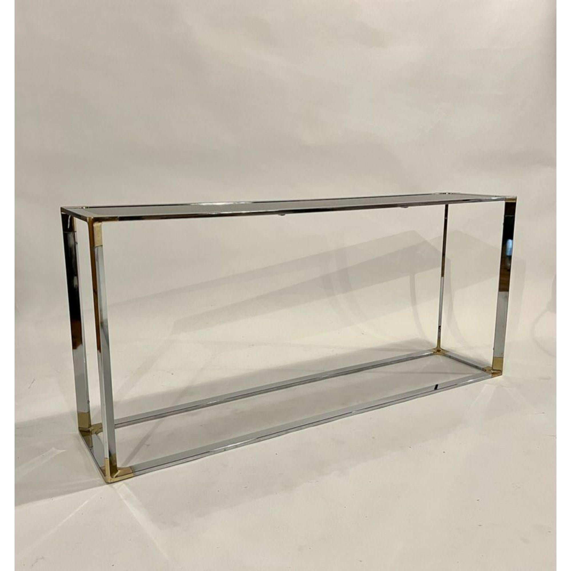 Mid-Century Modern Mid-Century Chrome and Brass Mirrored Console Table