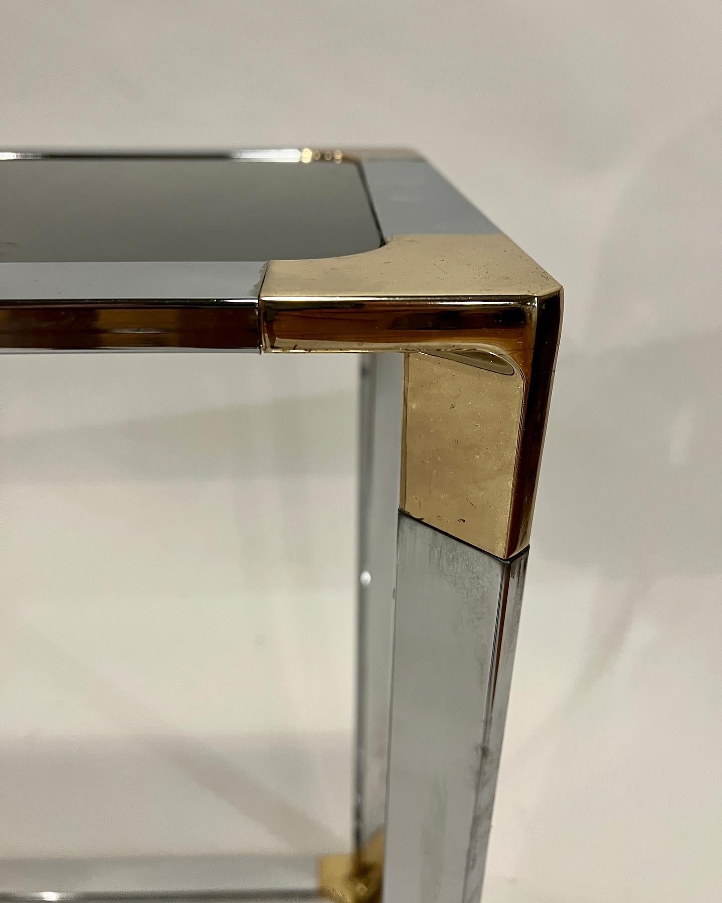 Mid-Century Chrome and Brass Mirrored Console Table 3