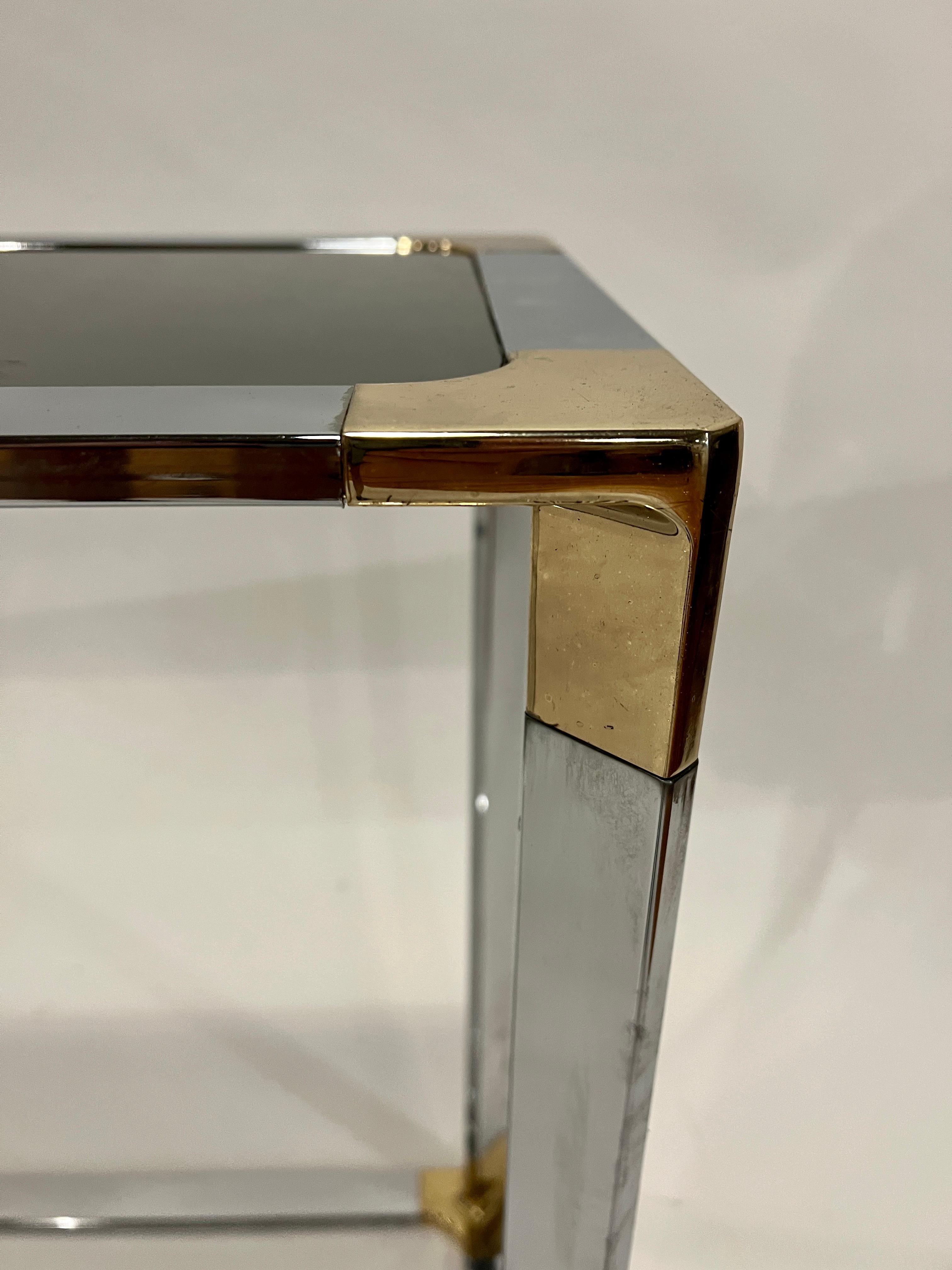 Mid-Century Chrome and Brass Mirrored Console Table 4