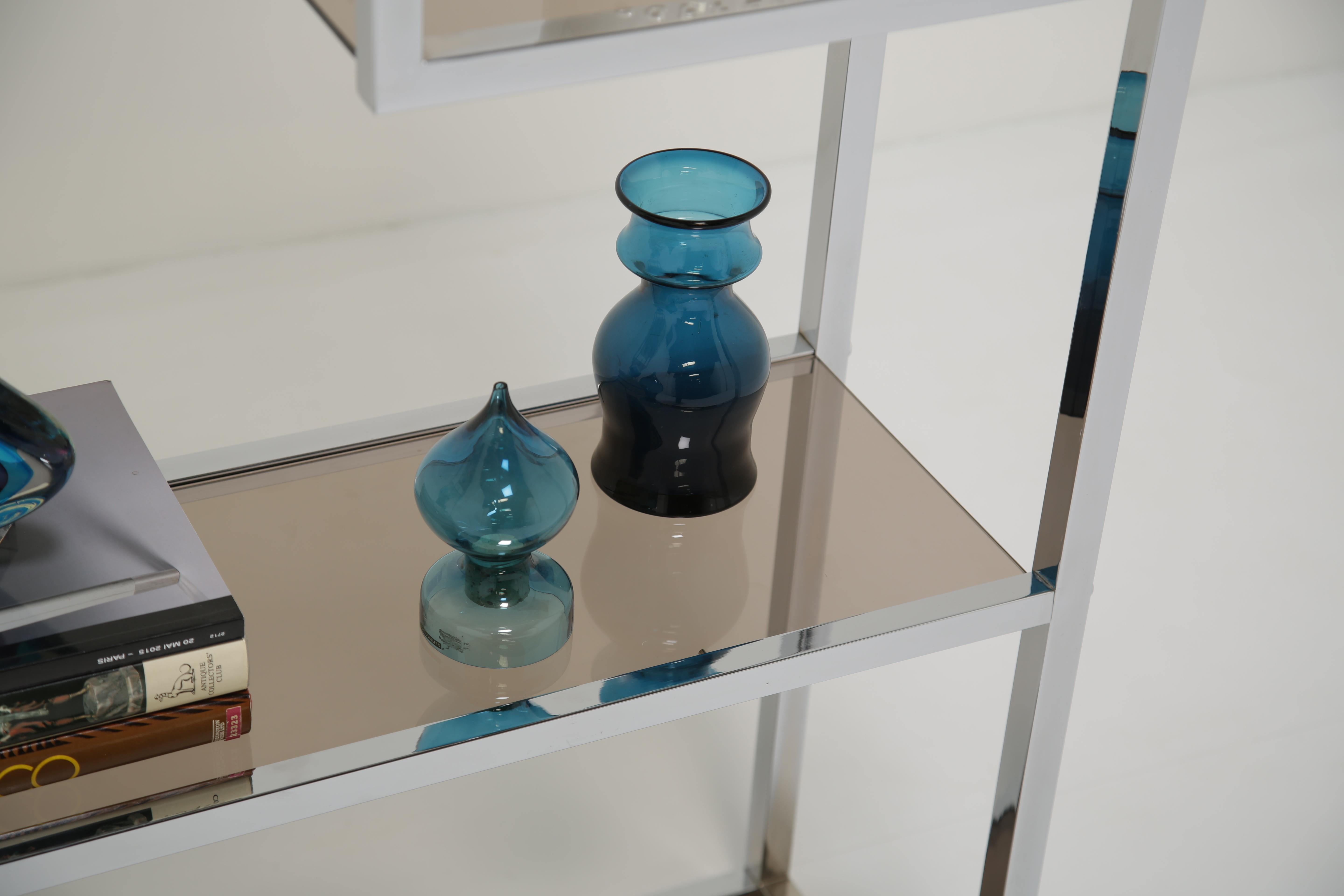 Etagere / Raumteiler aus Chrom und bronziertem Glas von Willy Rizzo 1970er Jahre im Angebot 7
