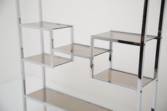 Mid-Century Chrome and Bronzed Glass Etagere / Room Divider by Willy Rizzo 1970s