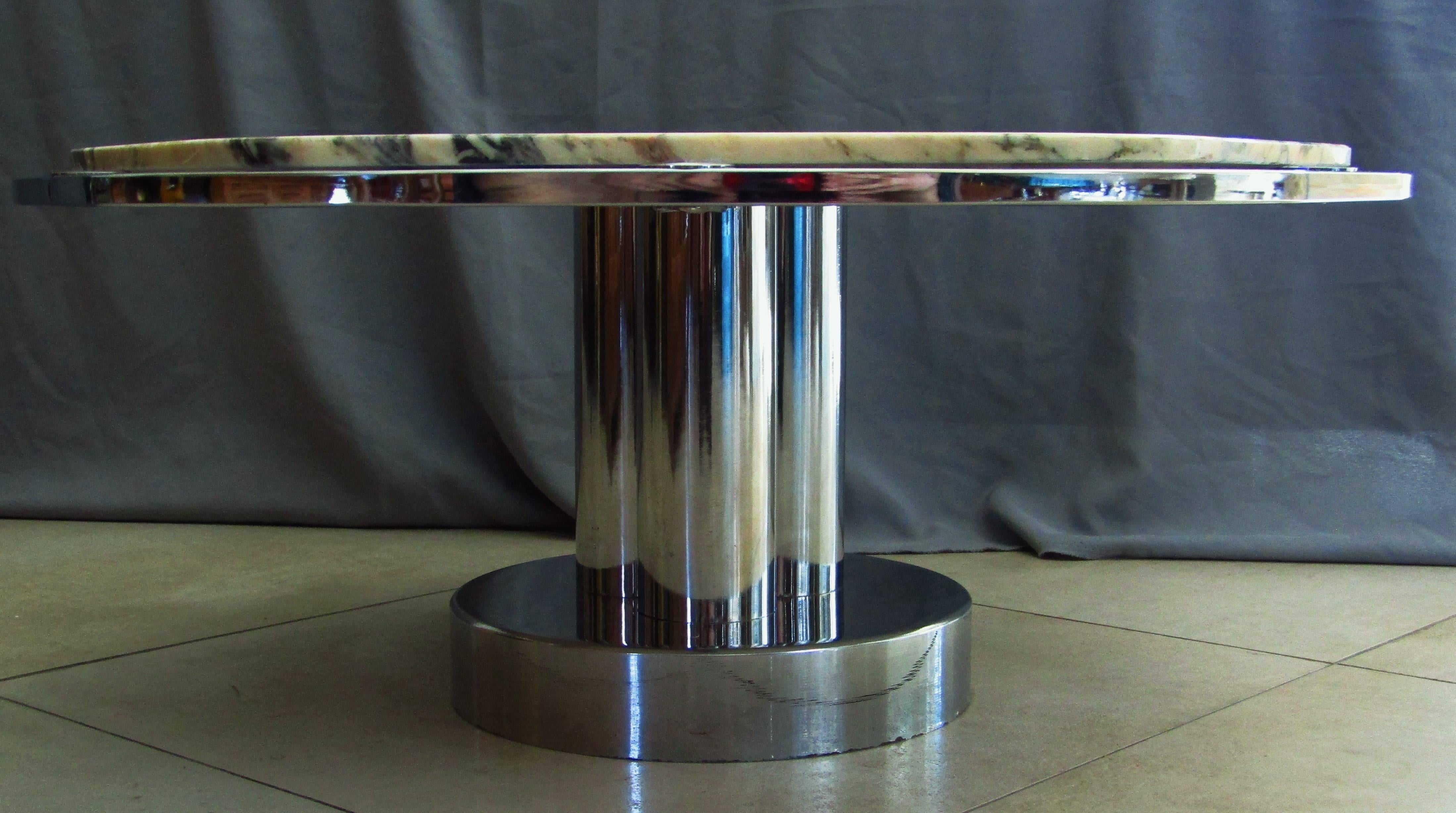 Mid-20th Century Midcentury Chrome and Carrara Marble Coffee Table, France, 1968