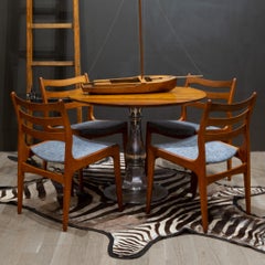 Esstisch aus Chrom und Kastanienholz mit Sockel aus der Mitte des Jahrhunderts, um 1950