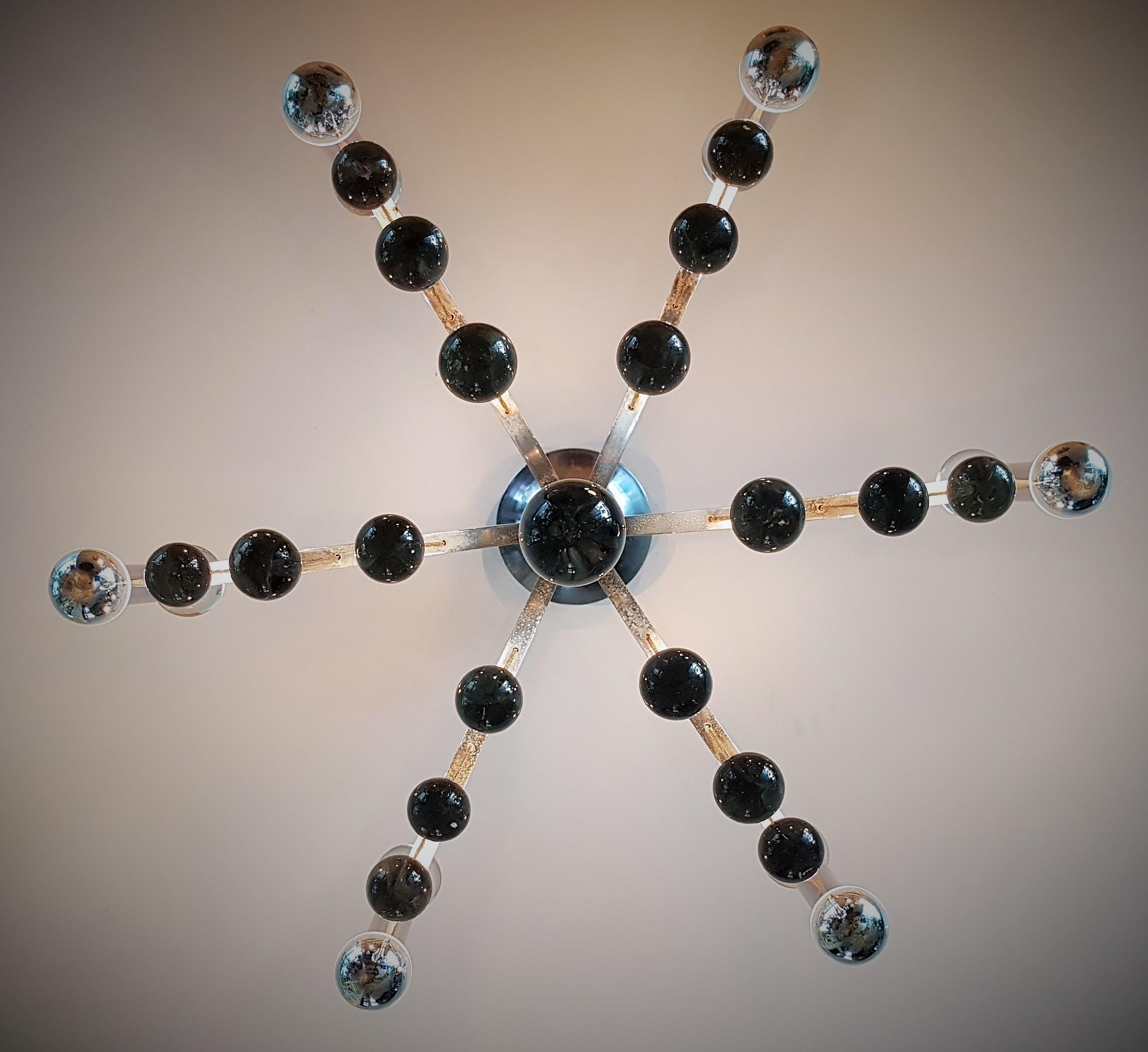 Mid-Century Chrome and Glass Ball Chandelier Sciolari, Italy 1960s For Sale 9