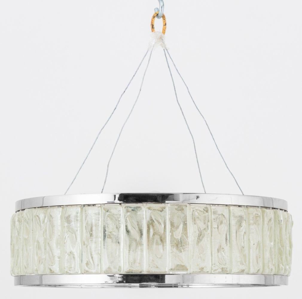 Late 20th Century Mid-Century Chrome and Glass Ceiling Fixture Light For Sale