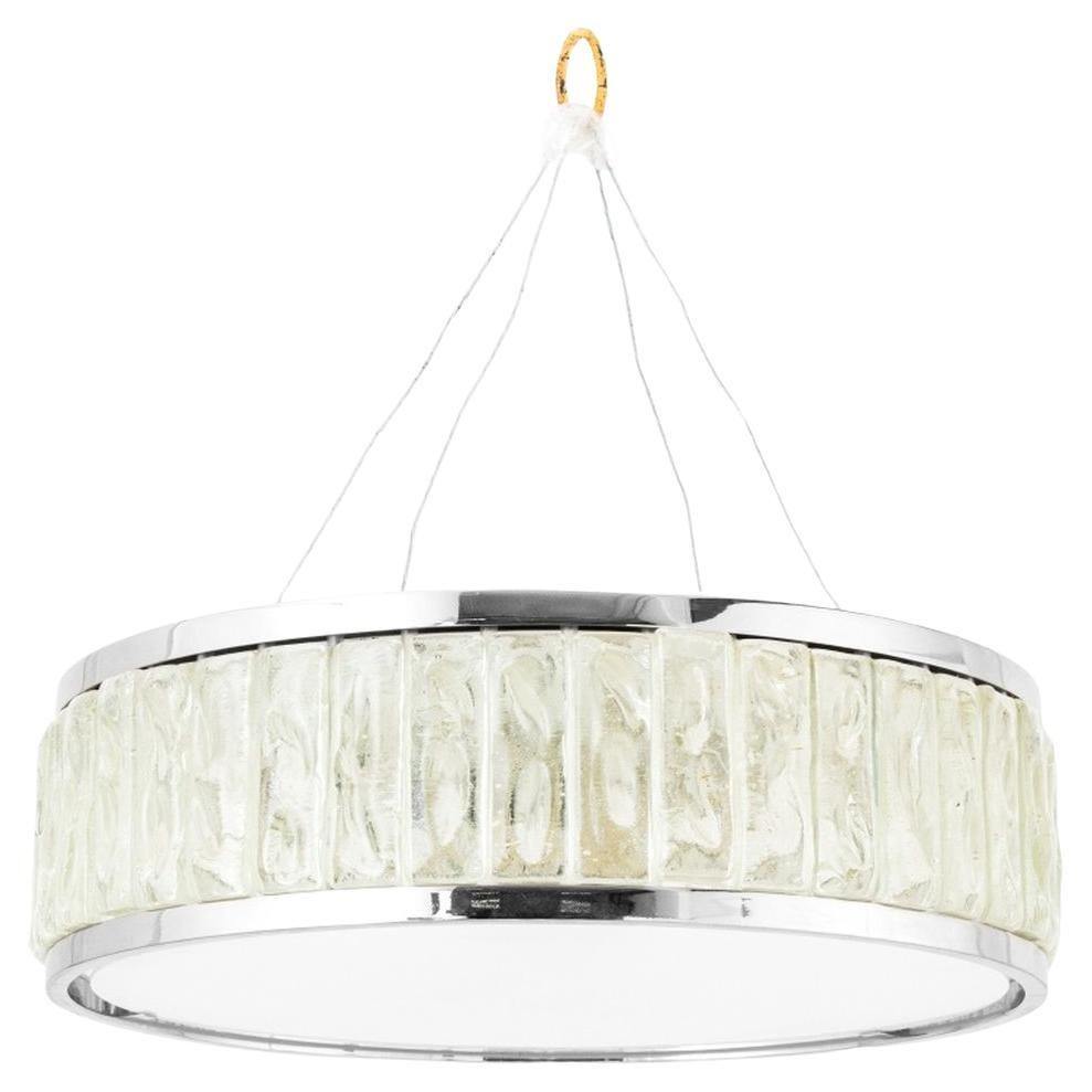 Mid-Century Chrome and Glass Ceiling Fixture Light For Sale