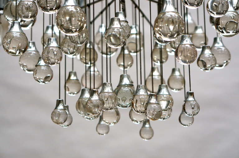 Mid-20th Century Three Midcentury Chrome and Glass Chandeliers by Sciolari, Italy For Sale