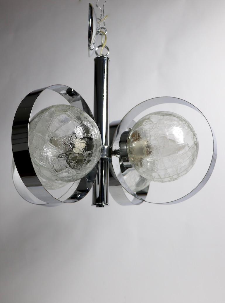 Mid Century  Chrome and Glass Chandelier For Sale 6