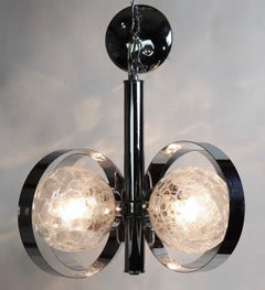 Mid Century  Chrome and Glass Chandelier