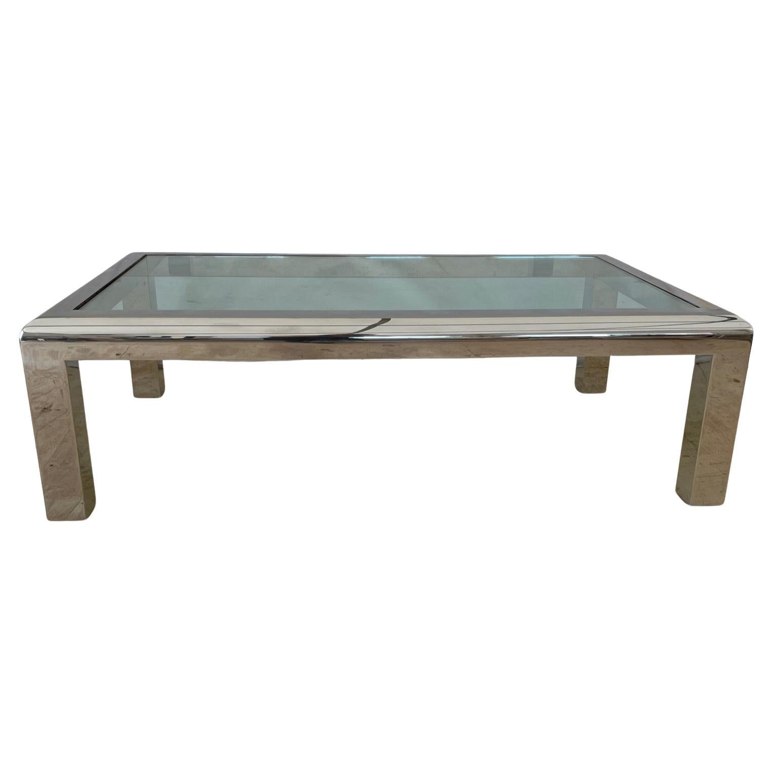 Mid-Century Modern Table basse en chrome et verre du milieu du siècle dernier, d'après Pace en vente