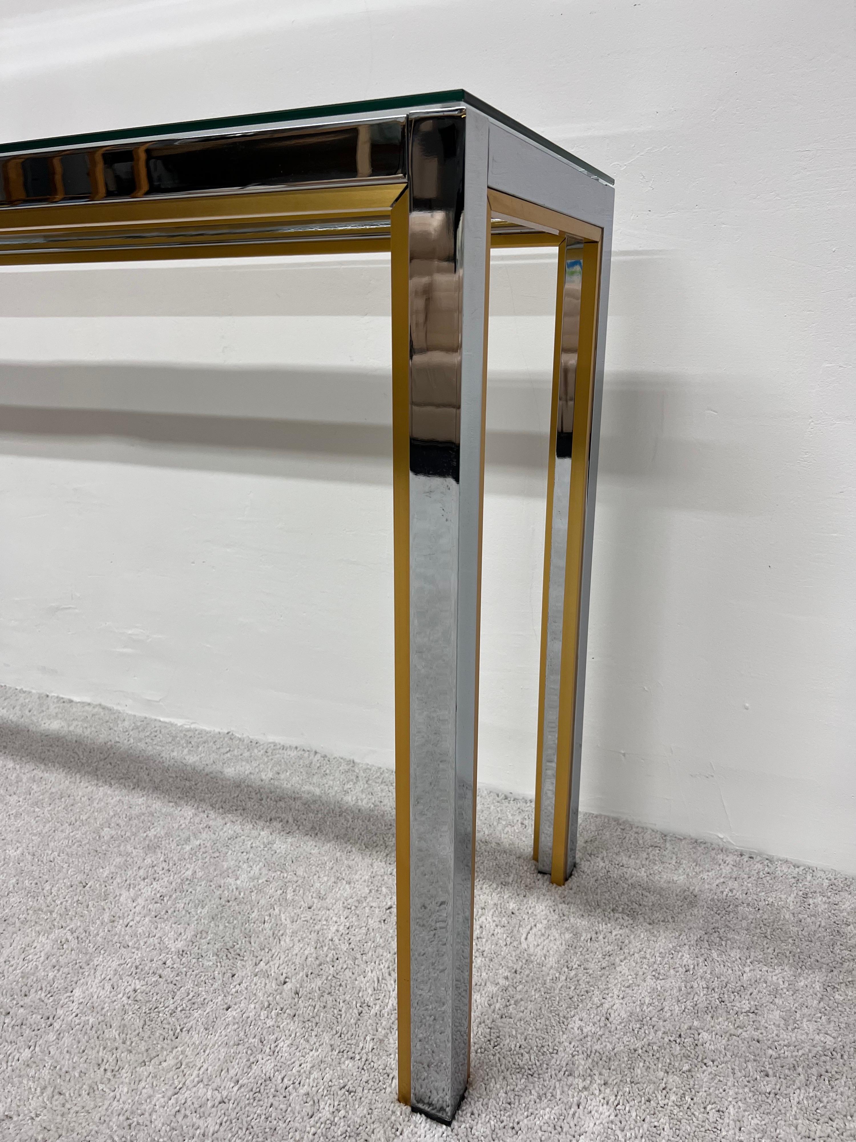 Mid-Century Chrome and Glass Console Table After Romeo Rega, Italy For Sale 3