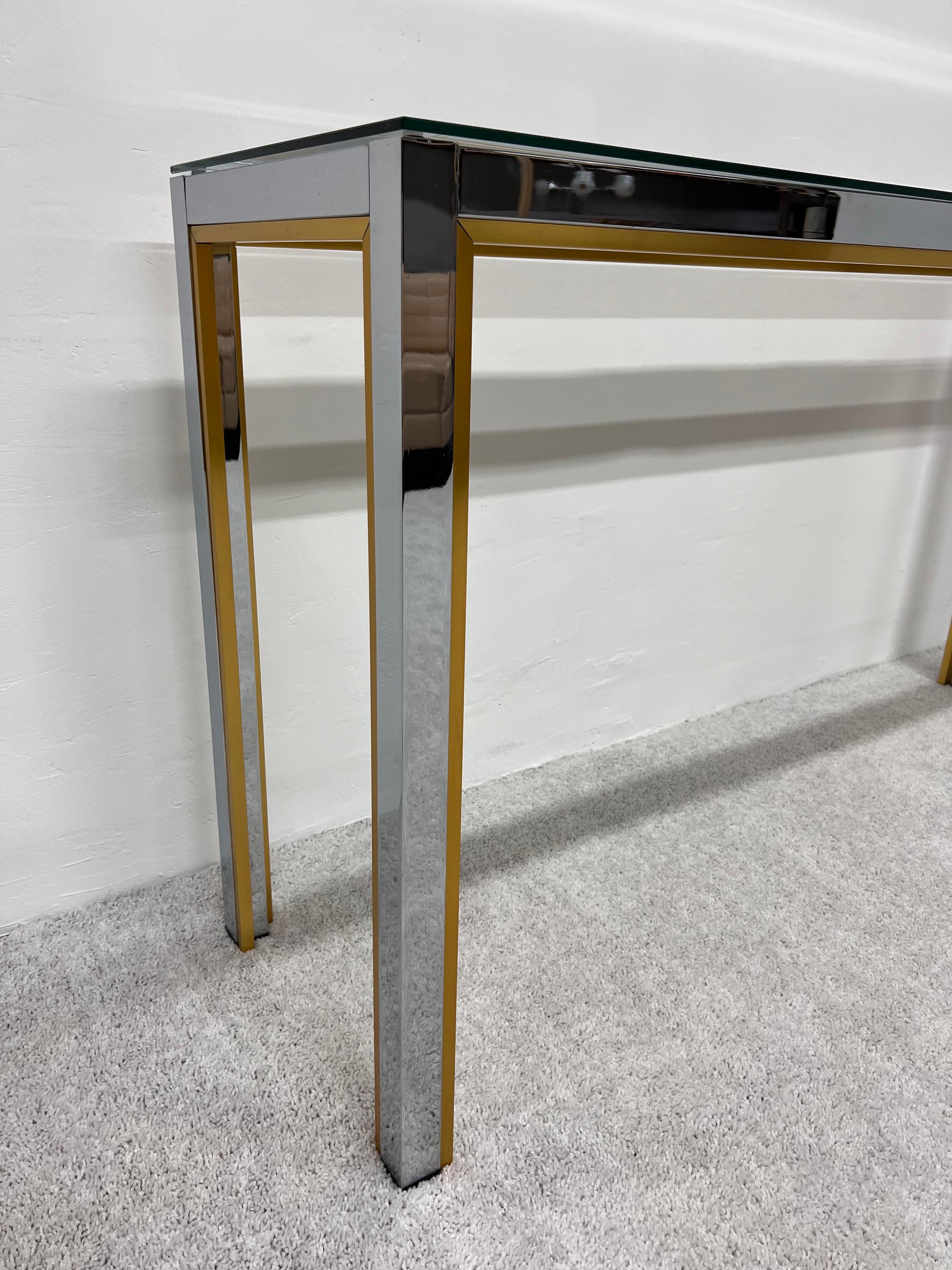 Mid-Century Chrome and Glass Console Table After Romeo Rega, Italy For Sale 4