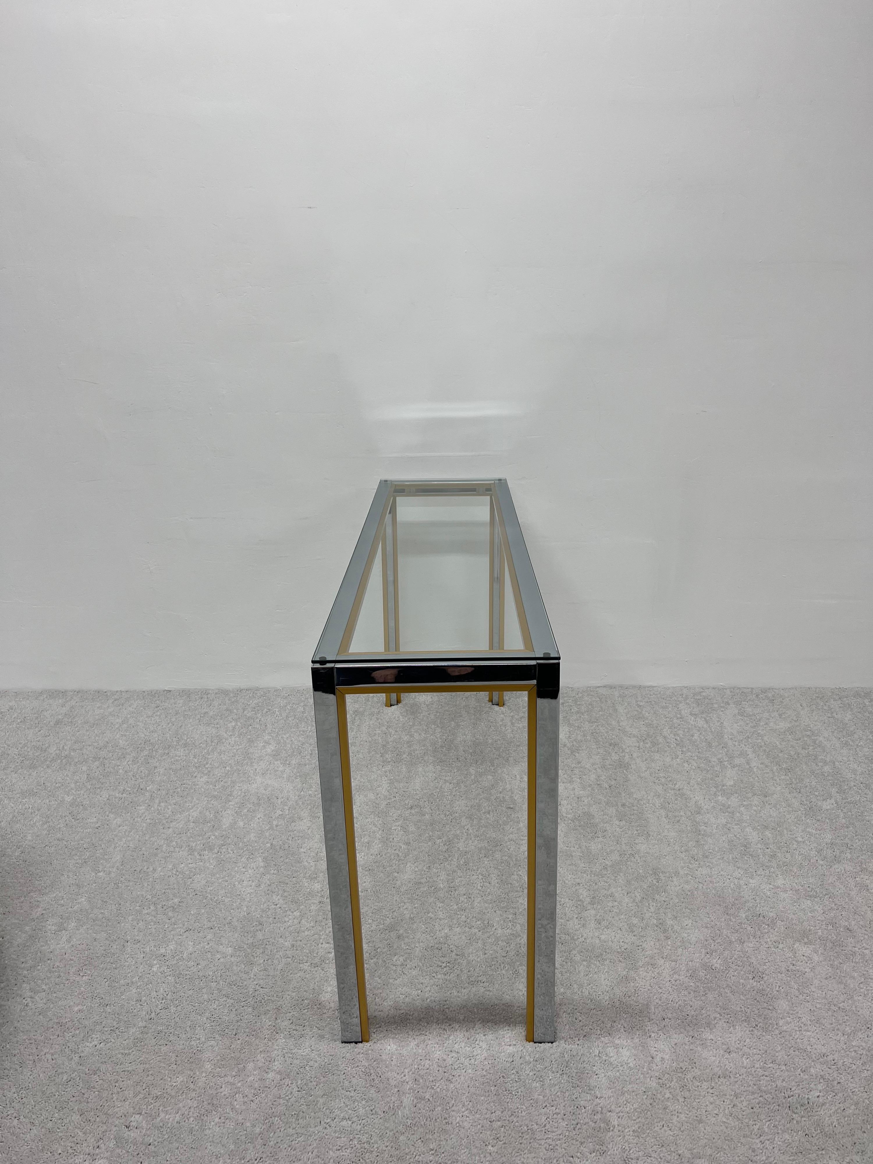 Mid-Century Chrome and Glass Console Table After Romeo Rega, Italy For Sale 1