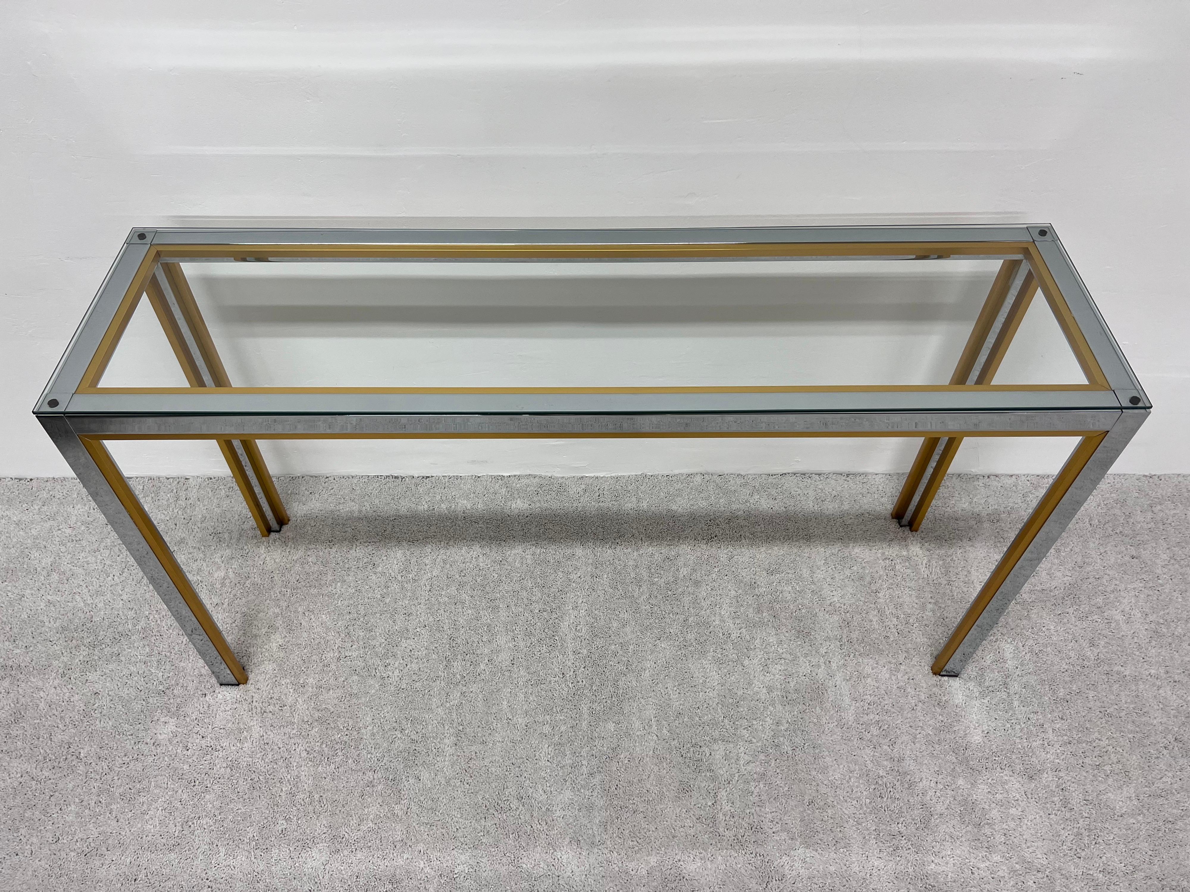 Mid-Century Chrome and Glass Console Table After Romeo Rega, Italy For Sale 2