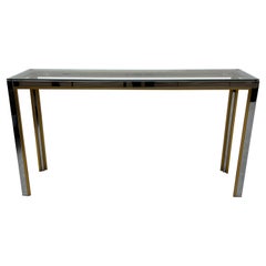 Mid-Century Chrome and Glass Console Table After Romeo Rega, Italy