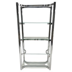 Mid Century Chrome and Glass Etagere Bookcase Shelving