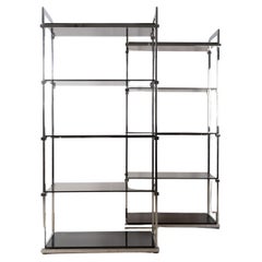 Mid Century Chrome and Glass Étagère Display Shelves, England, circa 1970