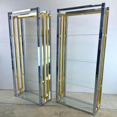 Mid-Century Chrome and Glass Etagere Display Shelves- pair
