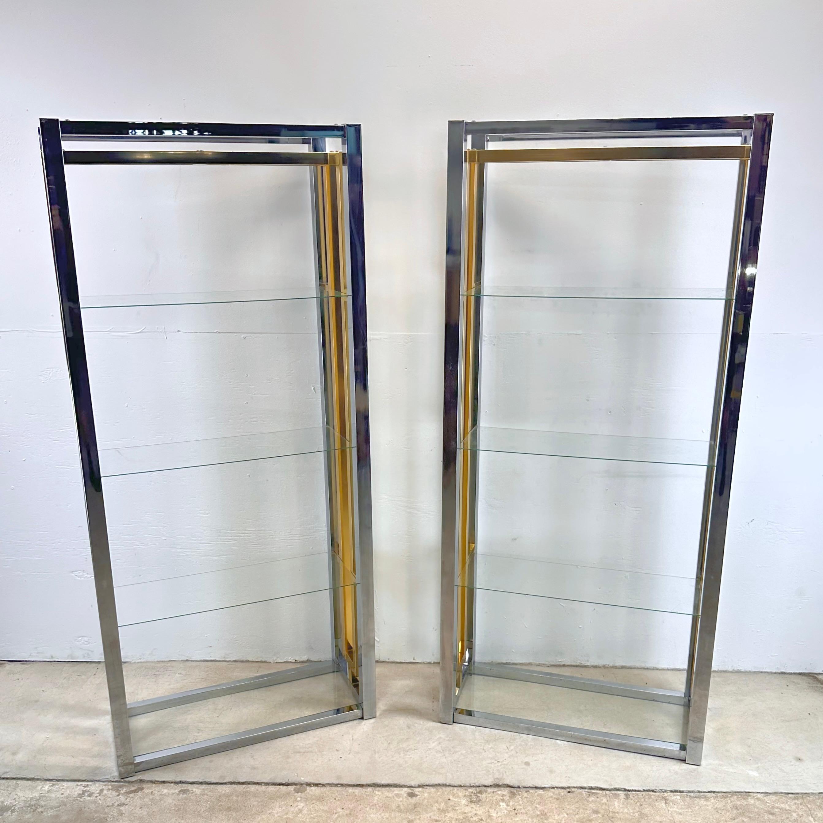Unknown Mid-Century Chrome and Glass Etagere Display Shelves- pair