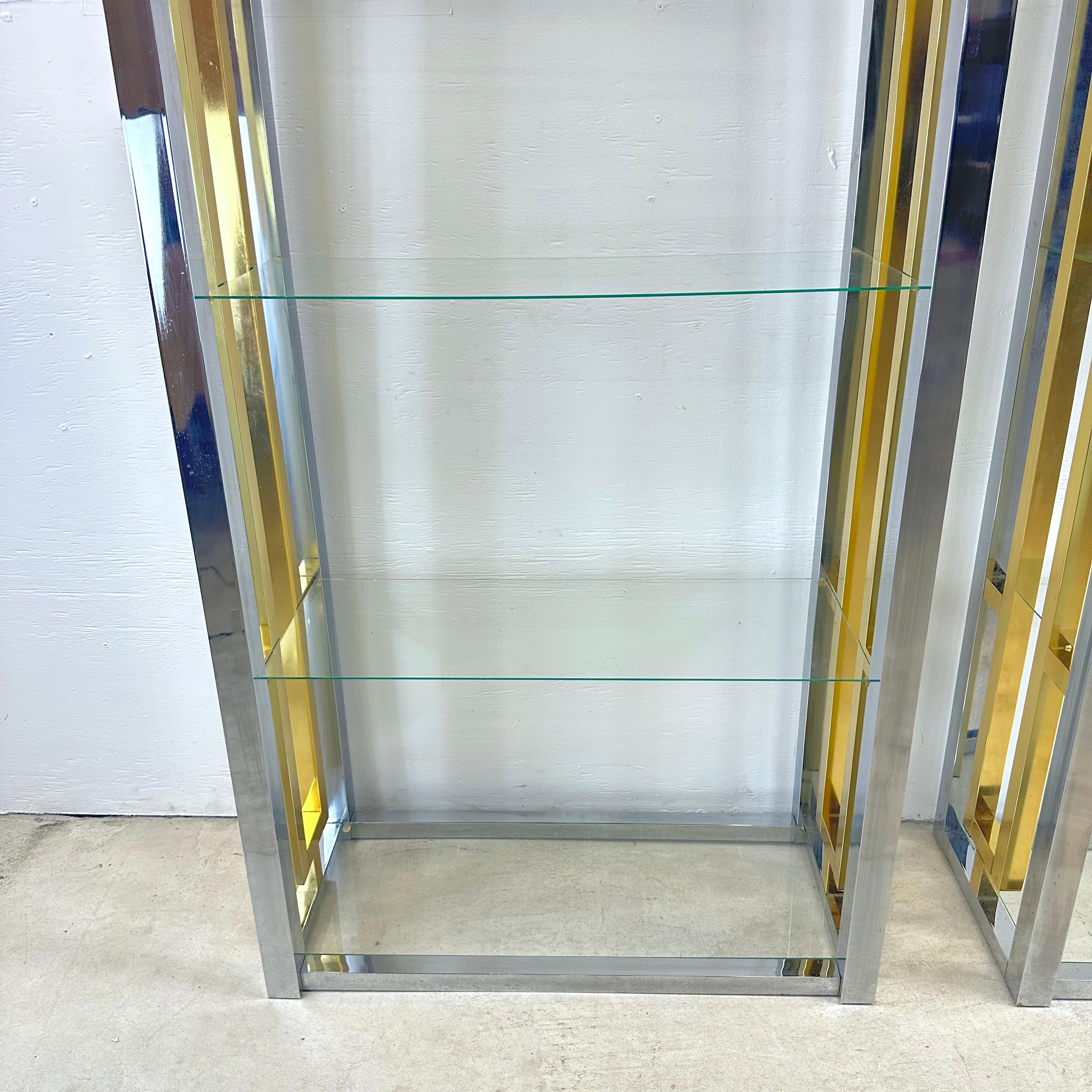 Mid-Century Chrome and Glass Etagere Display Shelves- pair In Good Condition In Trenton, NJ