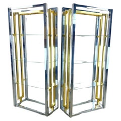 Mid-Century Chrome and Glass Etagere Display Shelves- pair