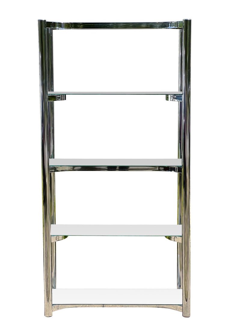 MidCentury Chrome and Glass Étagère For Sale at 1stDibs